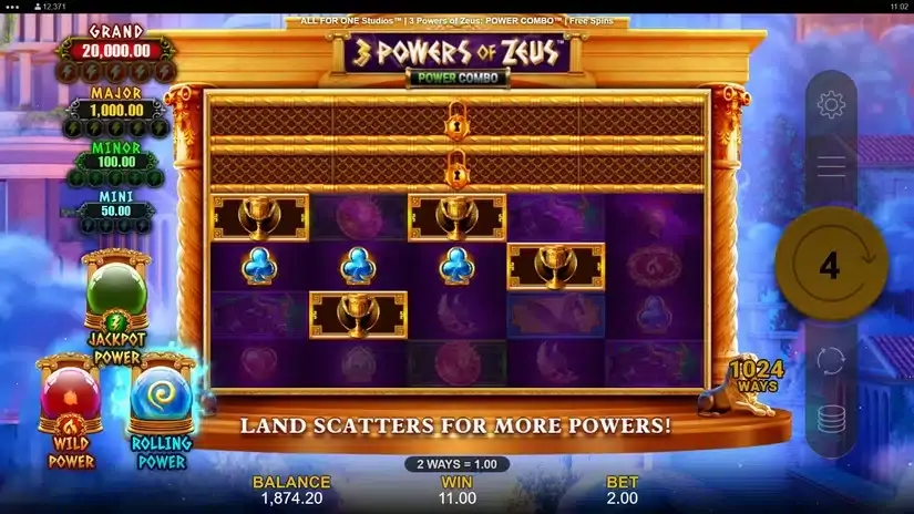 3 Powers of Zeus POWER COMBO slot screenshot 5