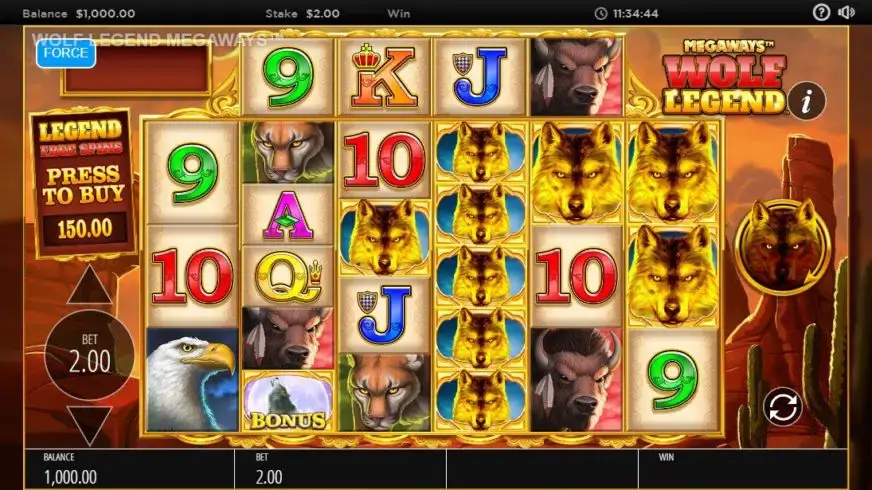 Wolf Legend Megaways slot screenshot 1
