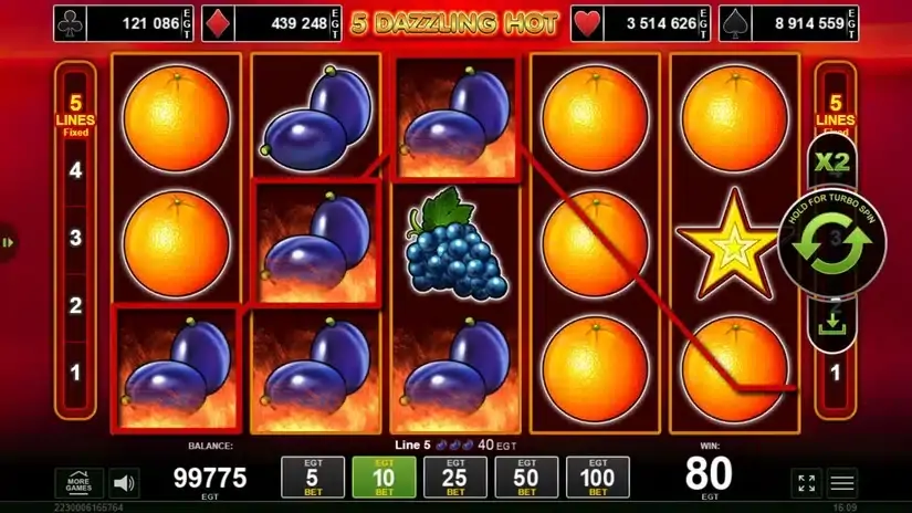 5 Dazzling Hot slot screenshot 4