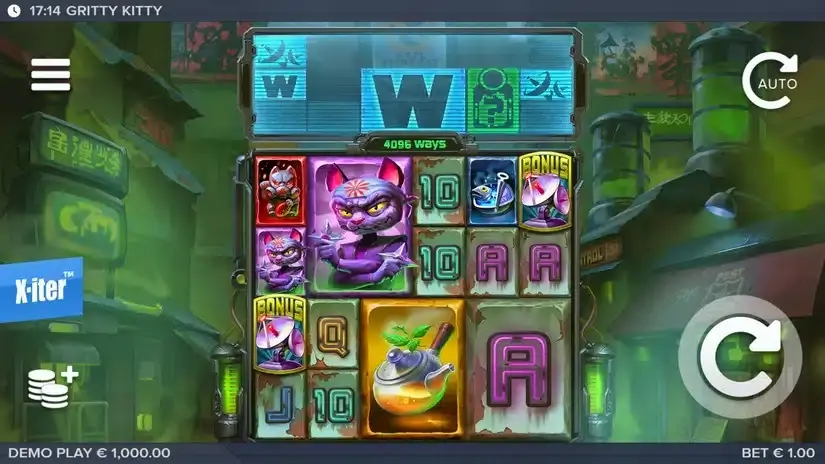 Gritty Kitty of Nitropolis slot screenshot 1
