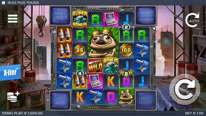 Pug Thugs of Nitropolis slot screenshot 1