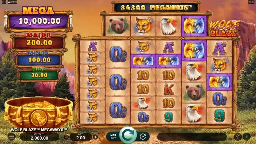 Wolf Blaze Megaways slot screenshot 1