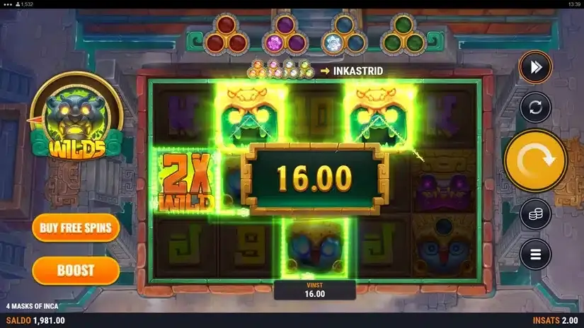 4 Masks of Inca slot screenshot 4