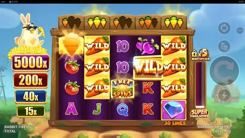 Rabbit Fields slot screenshot 2