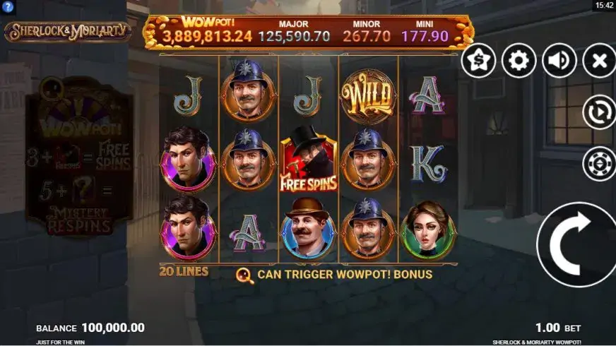 Sherlock and Moriarty WowPot slot screenshot 1