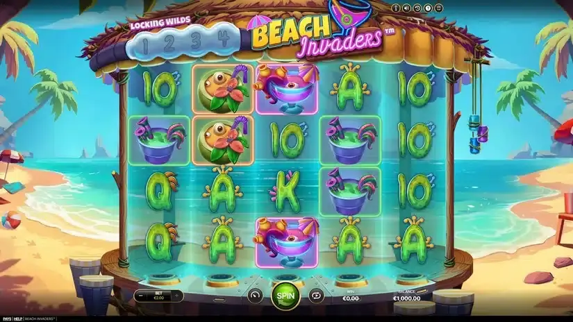 Beach Invaders slot screenshot 1