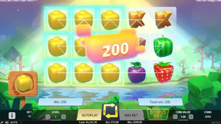 Strolling Staxx Cubic Fruits slot screenshot 6