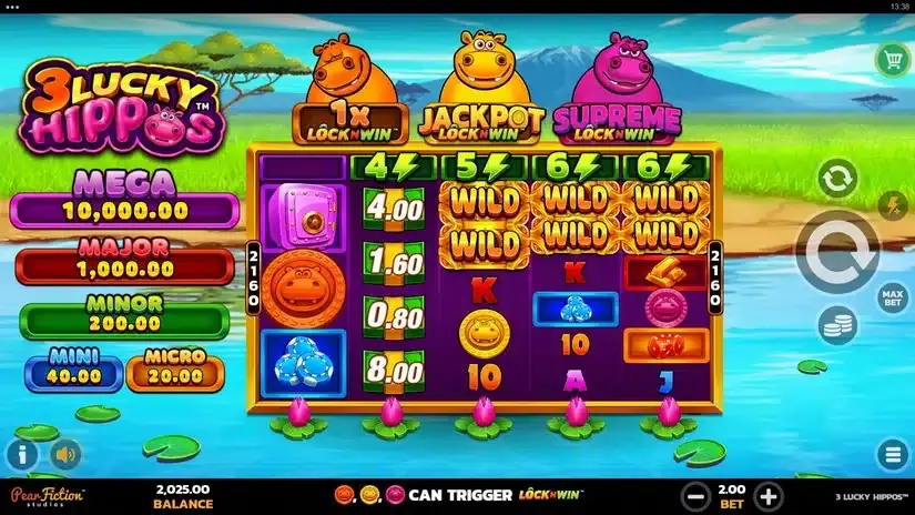 3 Lucky Hippos slot screenshot 1