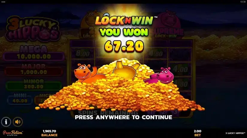 3 Lucky Hippos slot screenshot 4