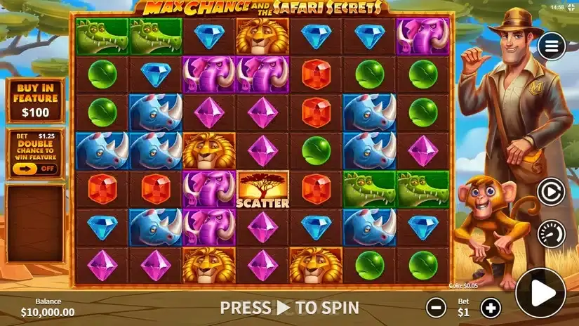 Max Chance and the Safari Secrets slot screenshot 1