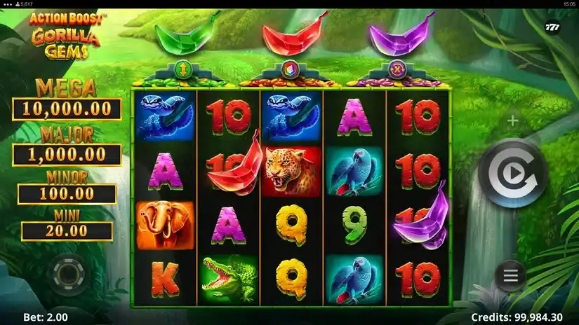 Action Boost Gorilla Gems slot screenshot 2