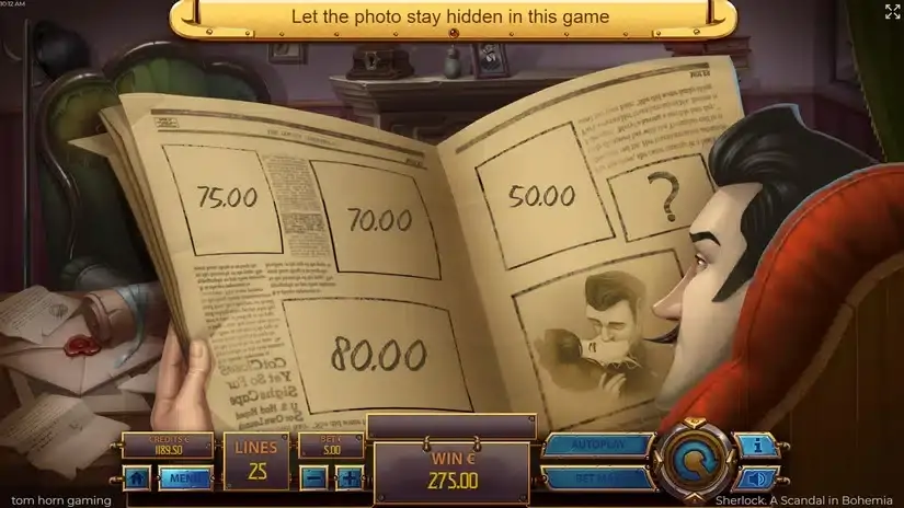 Sherlock, a Scandal of Bohemia slot screenshot 5