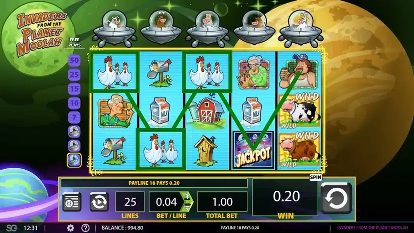 Invaders from the Planet Moolah slot screenshot 3
