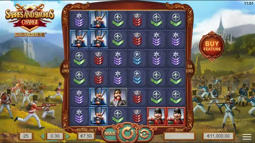 Swords and Sabres: Charge Gigablox slot screenshot 1